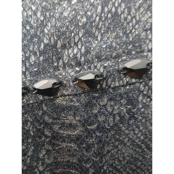 E39 By Eric Blk Silver Snake Print Leather Look Jacket Chrystal Details Zipper M - Picture 3 of 10